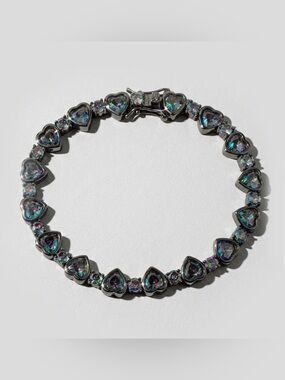 Oomiay Black Gold Mystic Topaz Heart Tennis Bracelet 17cm